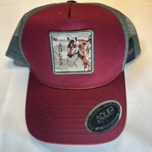 Gorra venzo  maya gris, con frente, vino tinto, bordada